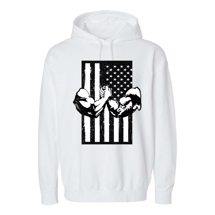 Arm Wrestling Gift USA Flag Armwrestling Sports Power Gift Idea Gift Garment-Dyed Fleece Hoodie