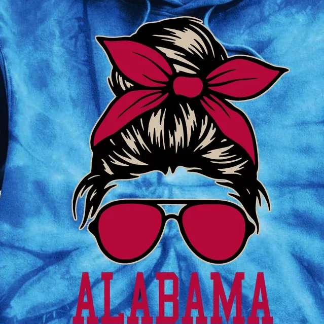 Alabama Wo Girl Mom Messy Bun Hair. Tie Dye Hoodie