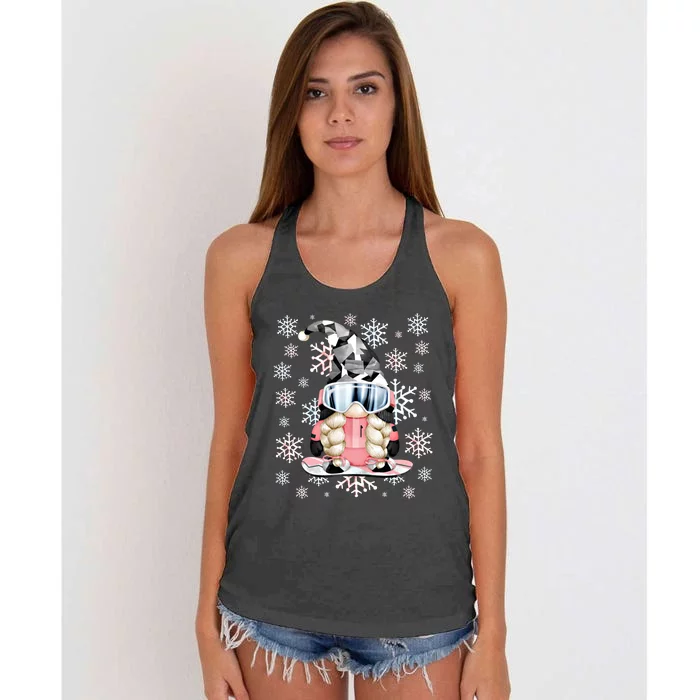 Aesthetic Winter Gnome For Snowboard Mom Love Snowboarding Gift Women's Knotted Racerback Tank