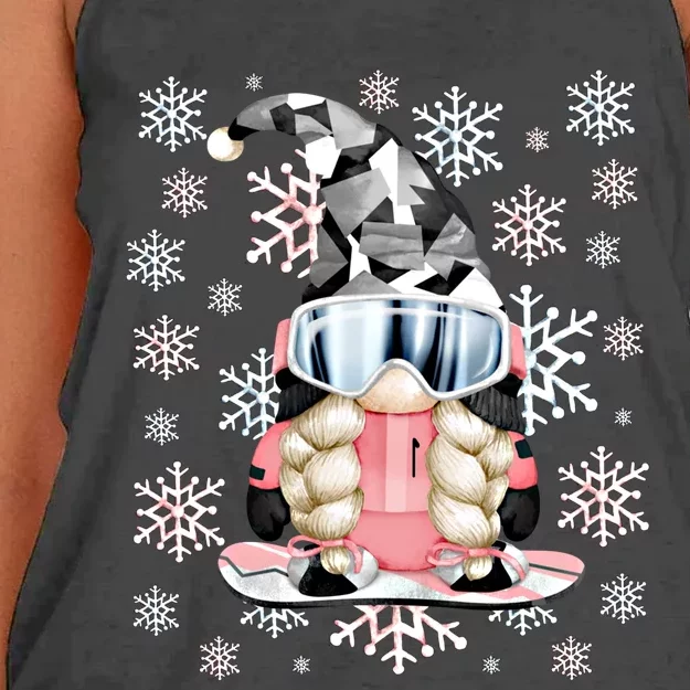 Aesthetic Winter Gnome For Snowboard Mom Love Snowboarding Gift Women's Knotted Racerback Tank