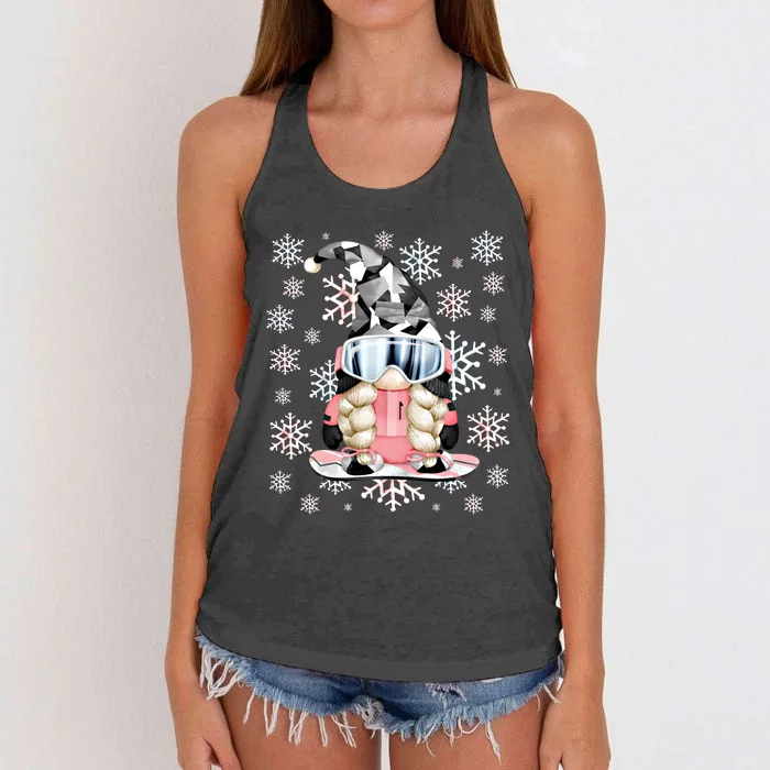 Aesthetic Winter Gnome For Snowboard Mom Love Snowboarding Gift Women's Knotted Racerback Tank