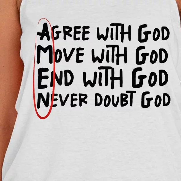 Agree With God Move With God End With God Never Doubt God Women's Knotted Racerback Tank