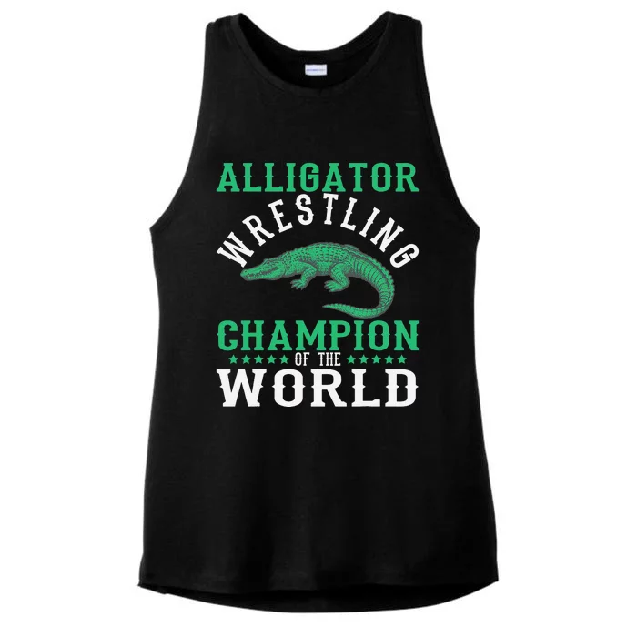 Alligator Wrestling Gator Wrestling Alligator Wrestler Ladies Tri-Blend Wicking Tank