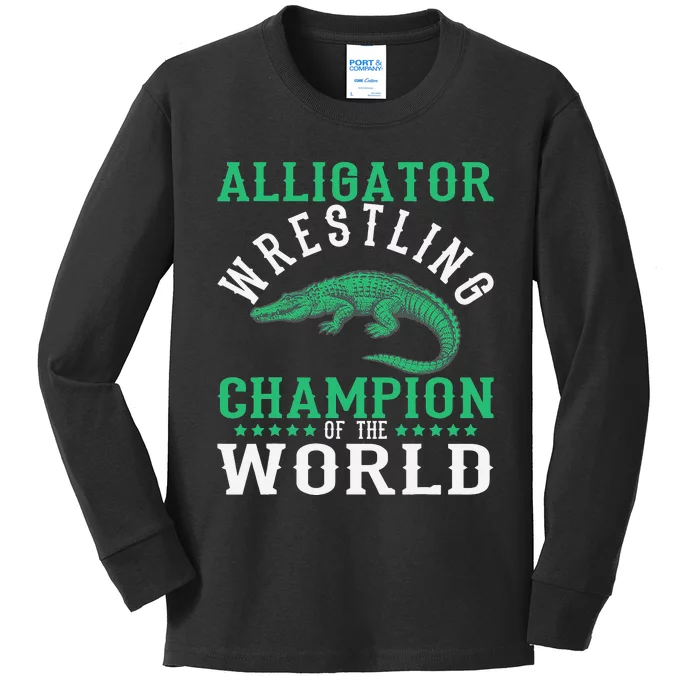 Alligator Wrestling Gator Wrestling Alligator Wrestler Kids Long Sleeve Shirt