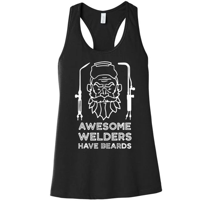 Awesome Welders Have Beards Funny Proud Welde Women's Racerback Tank