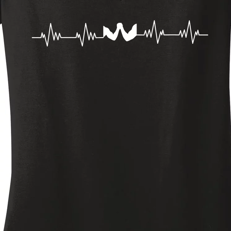 Arm Wrestling Heartbeat Women's V-Neck T-Shirt