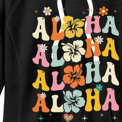 Aloha Women Hawaii Family Vacation Trip Girl Summer Groovy Women's Fleece Hoodie