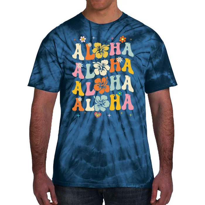 Aloha Women Hawaii Family Vacation Trip Girl Summer Groovy Tie-Dye T-Shirt