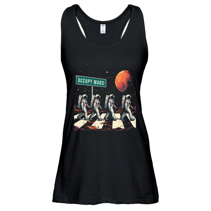 Astronauts Walking In Space Occupy Mars Ladies Essential Flowy Tank