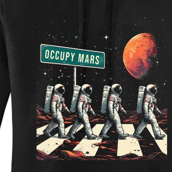 Astronauts Walking In Space Occupy Mars Women's Pullover Hoodie