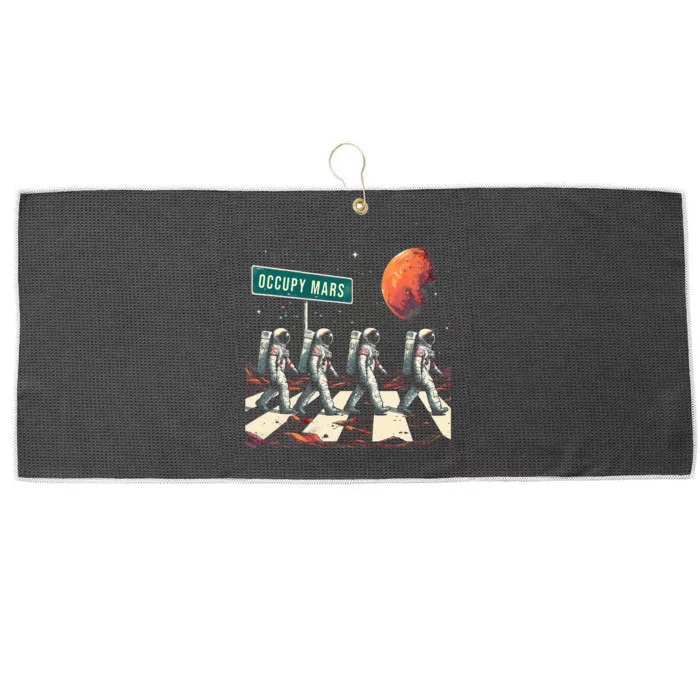 Astronauts Walking In Space Occupy Mars Large Microfiber Waffle Golf Towel