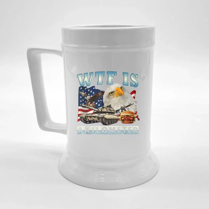 American Wtf Is A Kilometer Eagle Badge Signature Burger Gift Front & Back Beer Stein