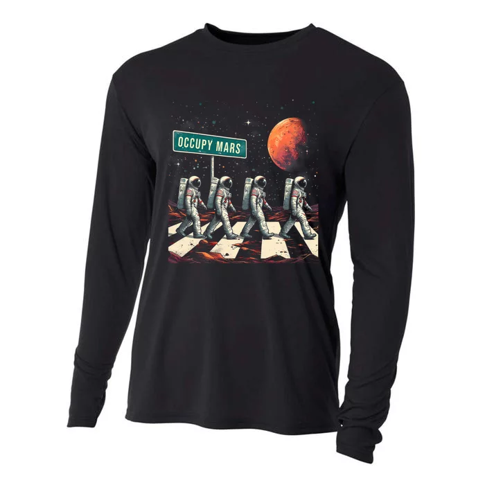 Astronauts Walking In Space Occupy Mars Cooling Performance Long Sleeve Crew