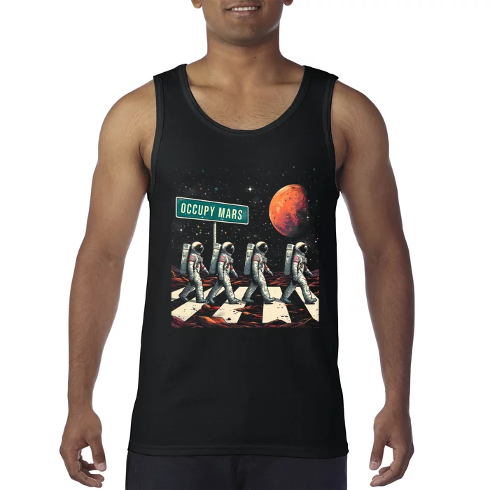 Astronauts Walking In Space Occupy Mars Tank Top