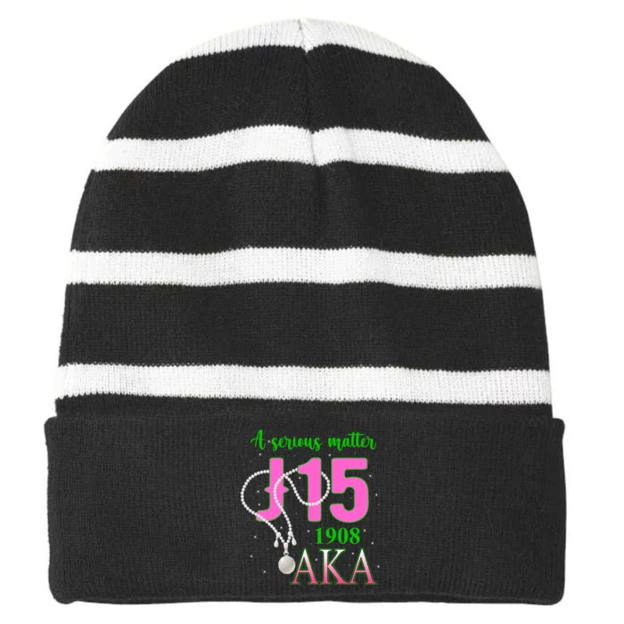 AKA Women J15 Founder's Day 1908 Pearl Striped Beanie with Solid Band