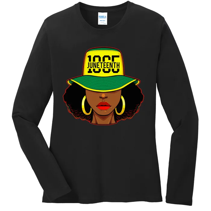 Afro Woman Juneteenth 1865 Melanin Pride African American Ladies Long Sleeve Shirt