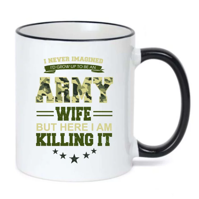 Army Wife Killing It Quote Black Color Changing Mug