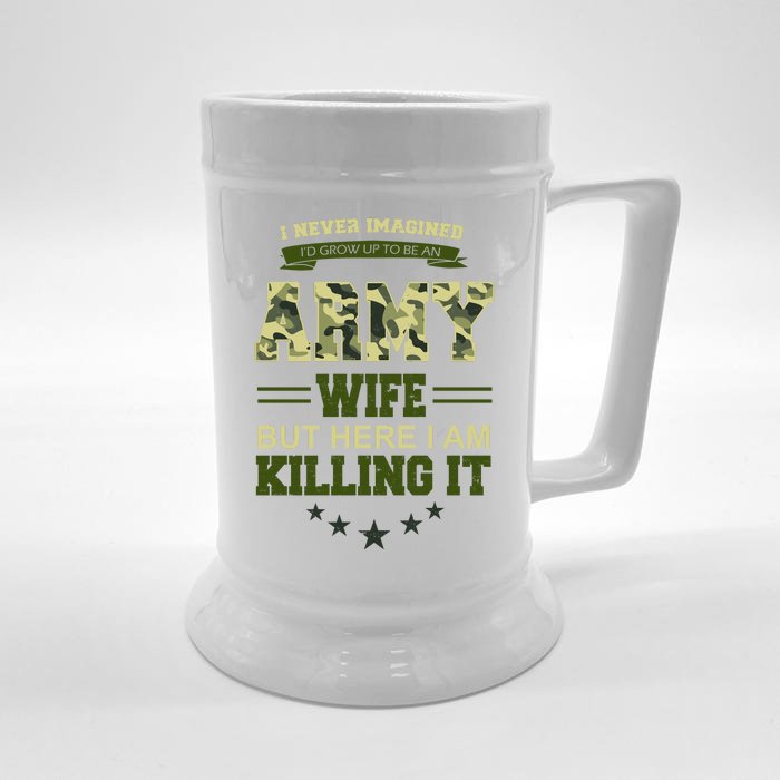 Army Wife Killing It Quote Front & Back Beer Stein