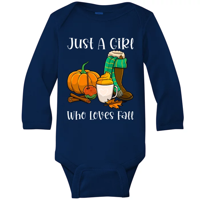 A Who Loves Fall Autumn Season Pumpkin Spice Latte Funny Gift Baby Long Sleeve Bodysuit