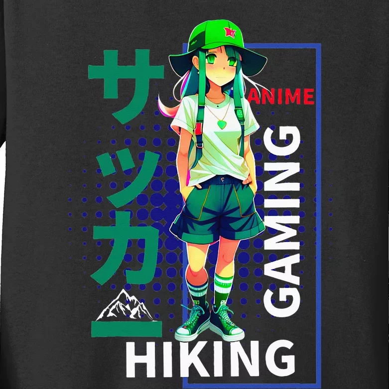 A Who Loves Anime, Hiking And Gaming Teen Kids Long Sleeve Shirt