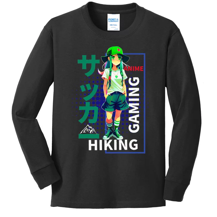 A Who Loves Anime, Hiking And Gaming Teen Kids Long Sleeve Shirt