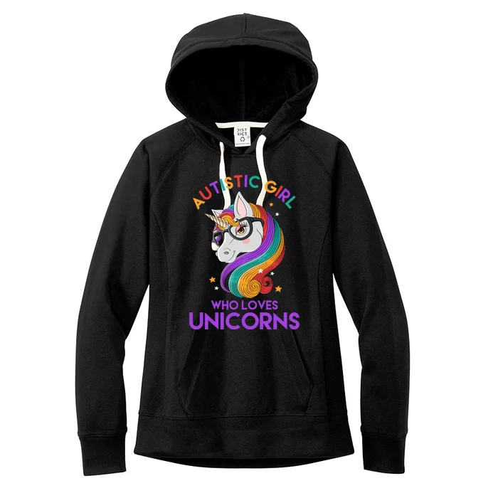 Autistic Who Loves Unicorns Women's Fleece Hoodie