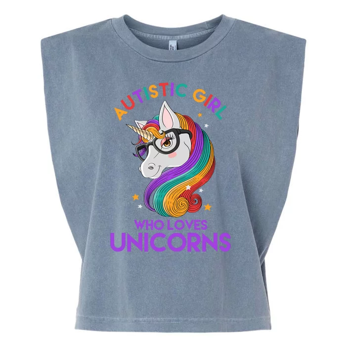 Autistic Who Loves Unicorns Garment-Dyed Women's Muscle Tee