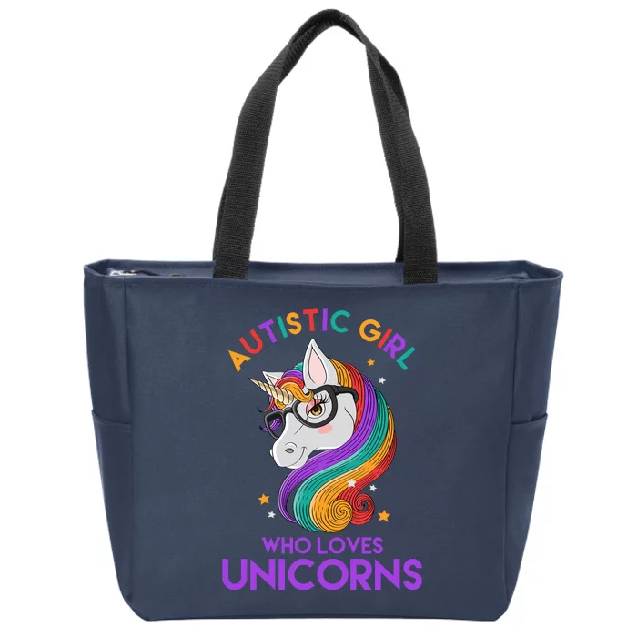 Autistic Who Loves Unicorns Zip Tote Bag