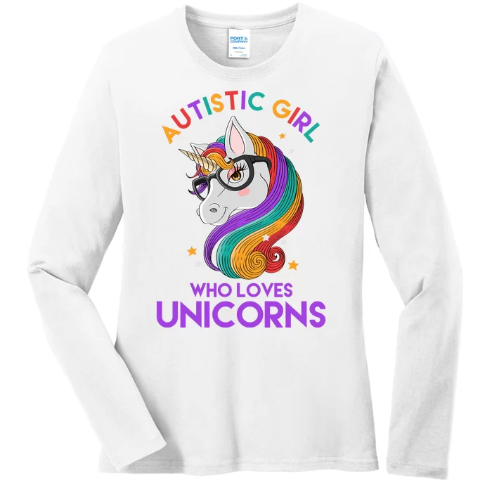 Autistic Who Loves Unicorns Ladies Long Sleeve Shirt