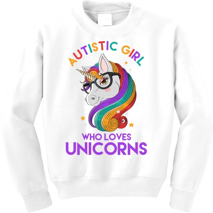 Autistic Who Loves Unicorns Kids Sweatshirt