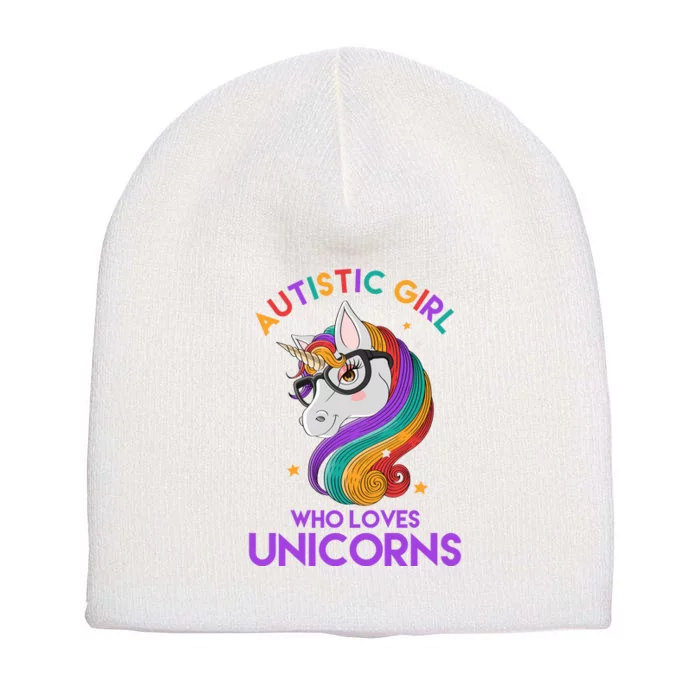 Autistic Who Loves Unicorns Short Acrylic Beanie