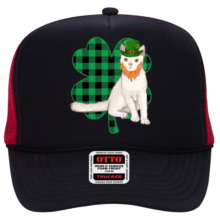 American Wirehair Leprechaun St Patricks Day Lucky Clover Cute Gift High Crown Mesh Trucker Hat