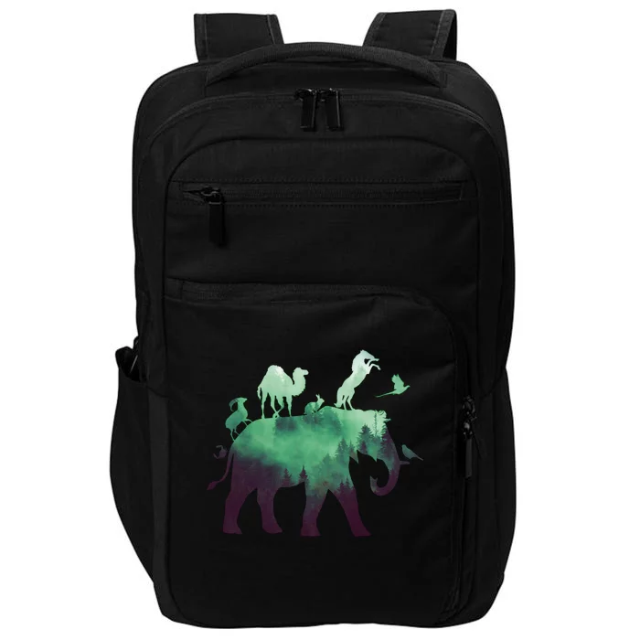 Animal Wild Life Forest Double Exposure Impact Tech Backpack