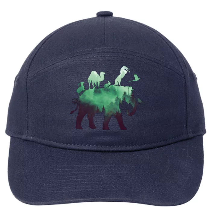 Animal Wild Life Forest Double Exposure 7-Panel Snapback Hat