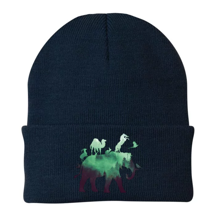 Animal Wild Life Forest Double Exposure Knit Cap Winter Beanie