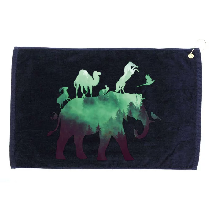 Animal Wild Life Forest Double Exposure Grommeted Golf Towel