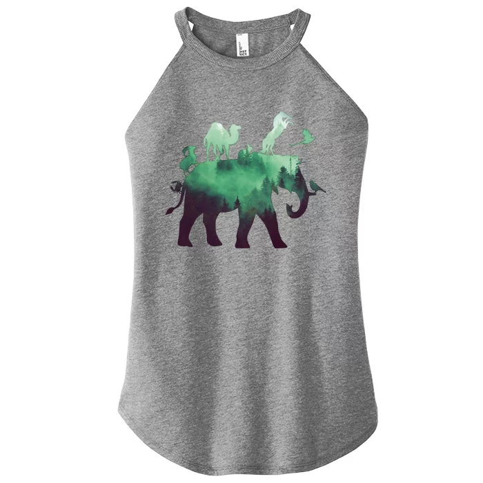 Animal Wild Life Forest Double Exposure Women’s Perfect Tri Rocker Tank