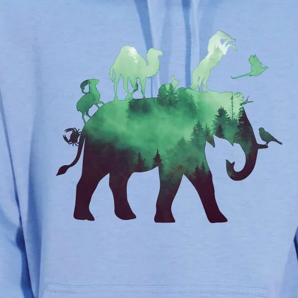 Animal Wild Life Forest Double Exposure Unisex Surf Hoodie