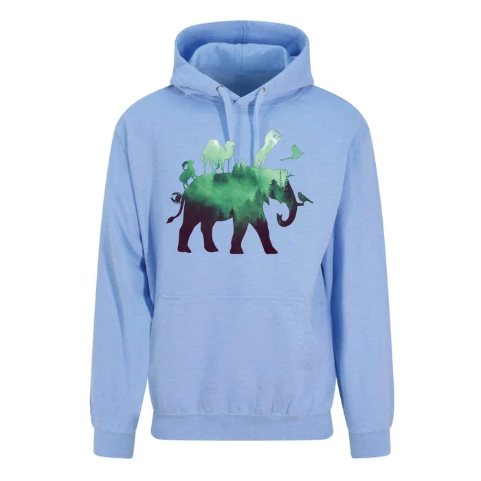 Animal Wild Life Forest Double Exposure Unisex Surf Hoodie