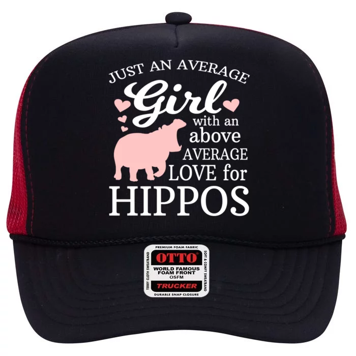 Average Who Loves Hippos Gift Hippopotamus Funny Gift High Crown Mesh Trucker Hat