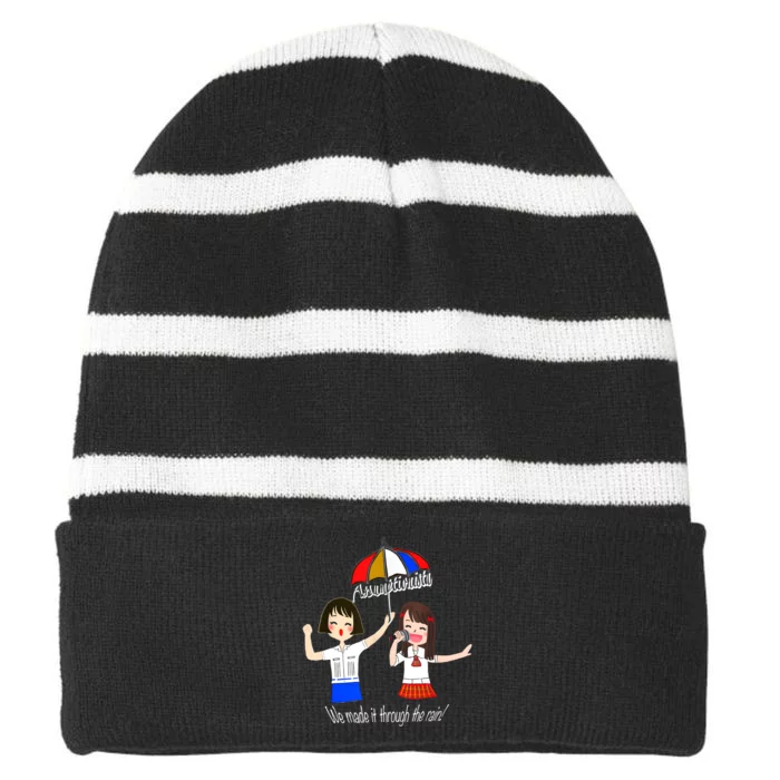 Assumptionista We Made It Through The Rain Striped Beanie with Solid Band