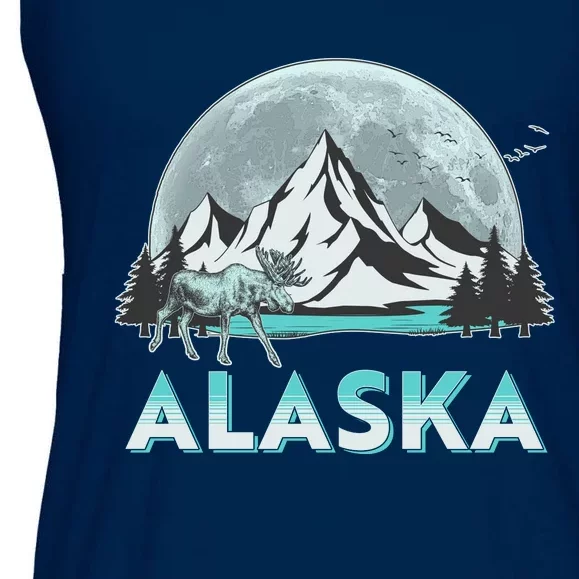 Alaska Wilderness Moose Moon Ladies Essential Flowy Tank