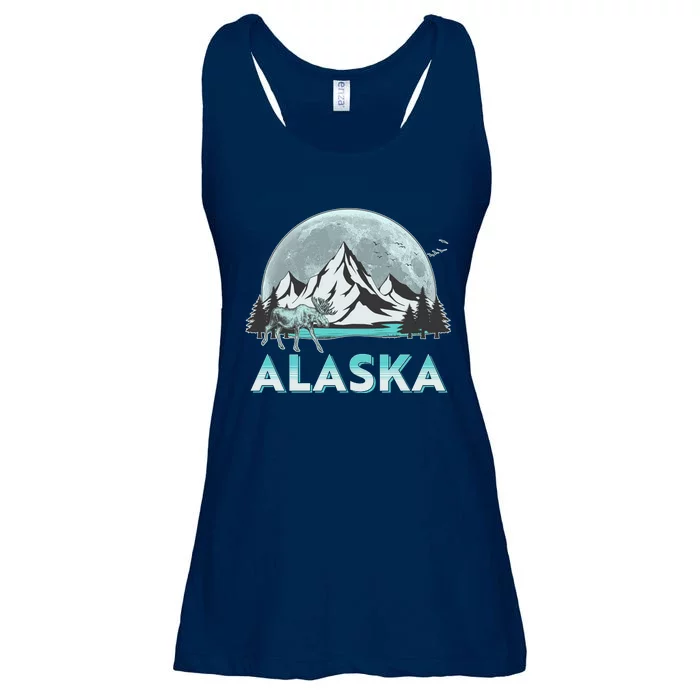 Alaska Wilderness Moose Moon Ladies Essential Flowy Tank