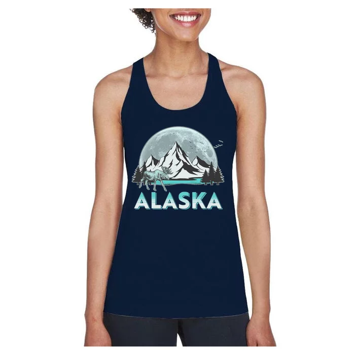 Alaska Wilderness Moose Moon Women's Racerback Tank