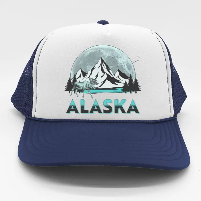 Alaska Wilderness Moose Moon Trucker Hat