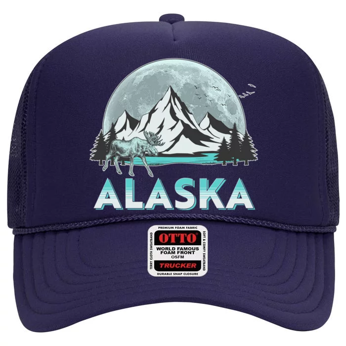 Alaska Wilderness Moose Moon High Crown Mesh Trucker Hat