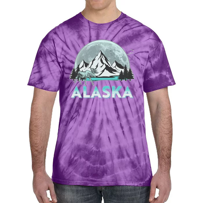 Alaska Wilderness Moose Moon Tie-Dye T-Shirt