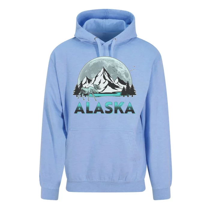 Alaska Wilderness Moose Moon Unisex Surf Hoodie