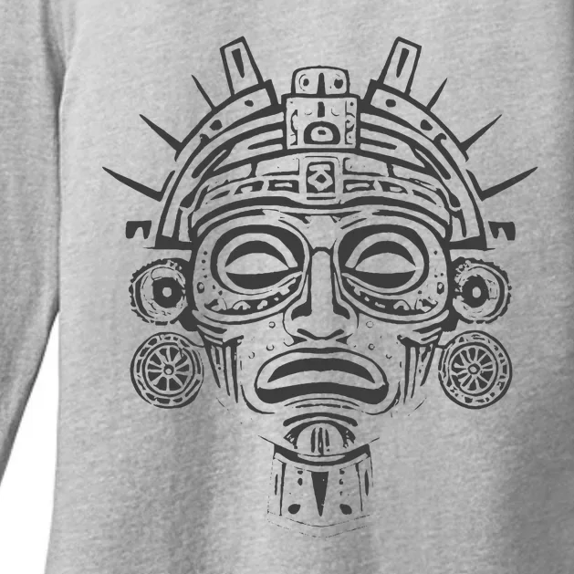 Aztec Warrior Mask Womens CVC Long Sleeve Shirt