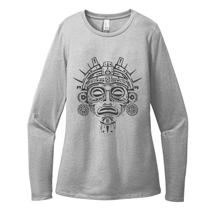 Aztec Warrior Mask Womens CVC Long Sleeve Shirt